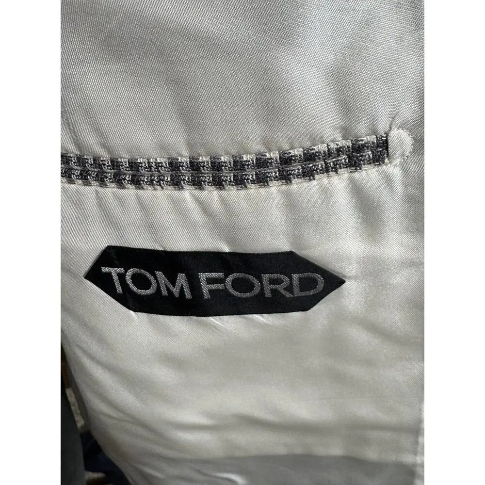 Tom Ford Houndstooth Sport Jacket Blazer 58L 48L US Peak Lapels Wool Silk Linen - Picture 6 of 8